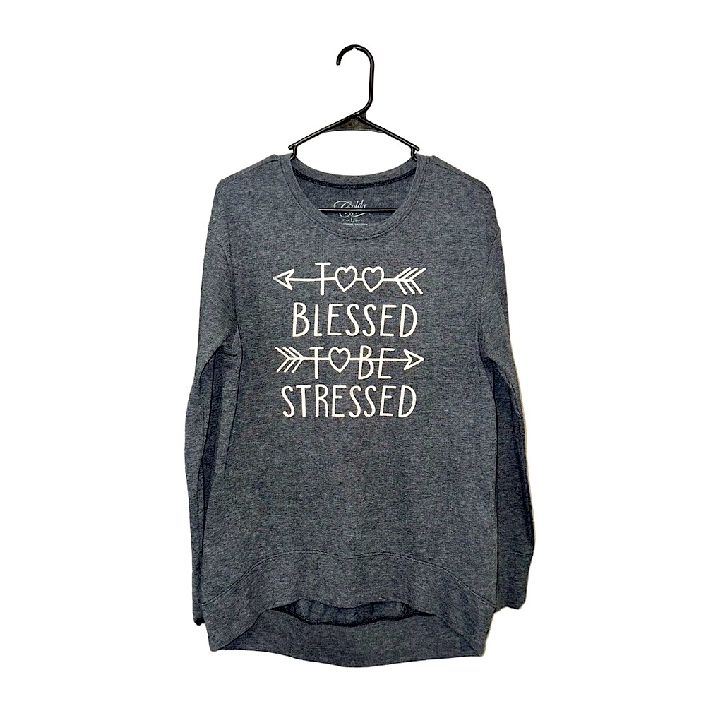 Cold Crush Gray “Too Blessed to be Stressed” Sweatshirt